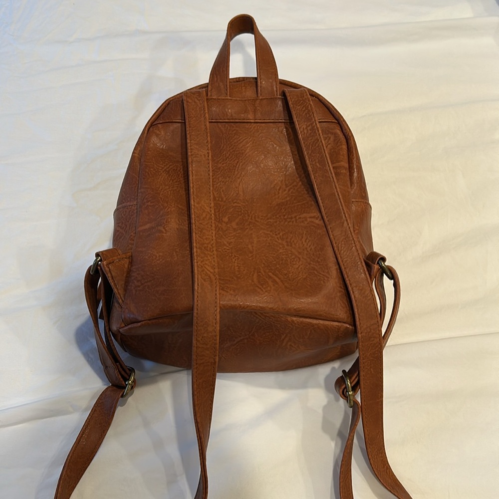 brown leather mini backpack - Picture 3 of 4